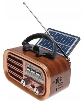 Produktbild von Retro-Notfunkgerät mit Solar - Tragbares Radio - Bluetooth, Powerbank - mit USB & wiederaufladbarem Akku