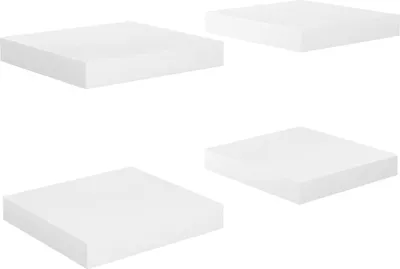 Image de vidaXL Étagères murales flottantes 4 pcs. Blanc brillant 23x23,5x3,8cm MDF