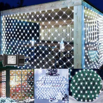 Produktbild von Außenlichterkette 3x2m 200 LEDs Timer wasserdicht weiß