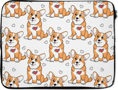 Produktbild von MuchoWow® Laptop Hülle 17 Zoll Laptoptasche Hund - Herz - Junge - Zipper - Schutzabdeckung
