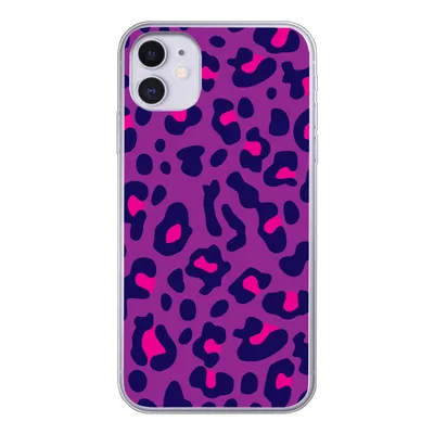 Produktbild von MuchoWow® Handyhülle Schutzhülle Hülle für iPhone 11 Pantherdruck - Lila - Rosa Silikon Softcase Handy Hülle - Handytasche
