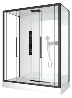 Obrázok produktu pre Sprchový komplet MARWELL sprchový kút White Urban XXL 85 x 160 x 215 cm - kompletný set vrátane sprchovej vani?ky a batérie - vysokokvalitný hliníkový profilový systém