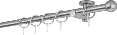 Produktbild von Gardinenstange Maß 20mm Ball 1-lauf Deckenträger 5,5cm Farbe: Edelstahl-Optik, Größe: 160cm