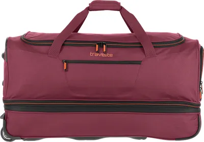 A burgundy Travelite trolley travel bag is shown against a white background.