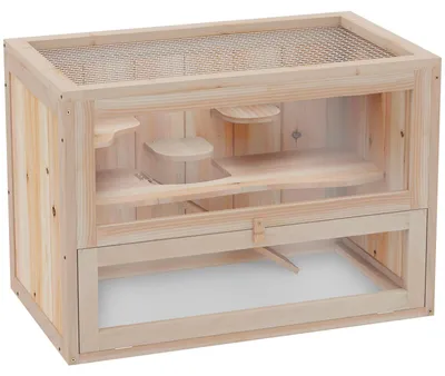 Produktbild von Hamsterkäfig aus Holz 2 Etagen 60 x 35 x 42 cm Nagerkäfig, für Kleintier