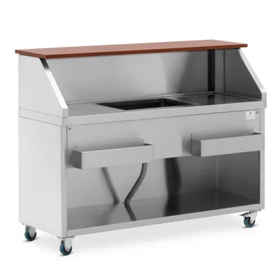 Produktbild von Expondo Royal Catering Mobile Cocktail-Station - 150 cm - Theke in Holzoptik - Eisbehälter - Flaschenhalter -