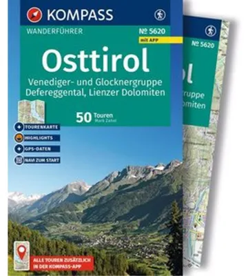 Immagine prodotto di KOMPASS Wanderführer Osttirol, Venediger- und Glocknergruppe, Defereggental, Lienzer Dolomiten, 50 Touren mit Extra-Tourenkarte