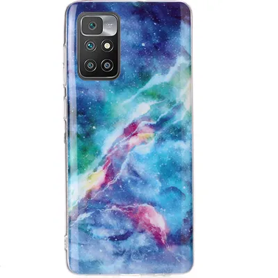 Produktbild von CLM-Tech Hülle kompatibel mit Xiaomi Redmi 10 - TPU Silikon-Hülle Case Schutzhülle Handyhülle - Marmor sternenklarer Himmel blau bunt