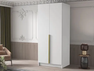 Obrázek produktu pro Úzká šatní skříň 100 cm SELLY 1 - bílá / zlatá