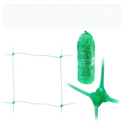 Image de Filet pour plantes - Filet de tuteurage/filet grimpant pour tomates et légumes - 2 × 10 m - PE (polyéthylène) - Tuteur de jardin - Vert