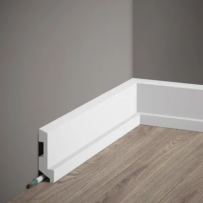 Produktbild von PROVISTON | Sockelleiste | 27 x 80 x 2000 mm | Weiß | Fußleiste | Mit Kabelkanal | Modern | Hochwertig | Robust | Langlebig | 1 Stück
