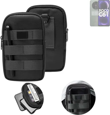 Produktbild von K-S-Trade Holster Gürtel Tasche kompatibel mit POCO C61 Handy Tasche Schutz Hülle dunkel-grau viele Fächer, 1x