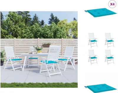 Produktbild von vidaXL Gartenstuhl-Kissen 4 Stk. Türkis 50x50x3 cm Stoff -  Sitzpolster
