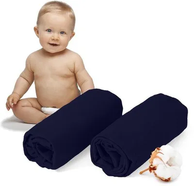 Productafbeelding van Ibenzoa® 2-delige set jersey-spannenlakens voor babybed, 40 x 90 cm, 100% katoen, gecertificeerd volgens , donkerblauw