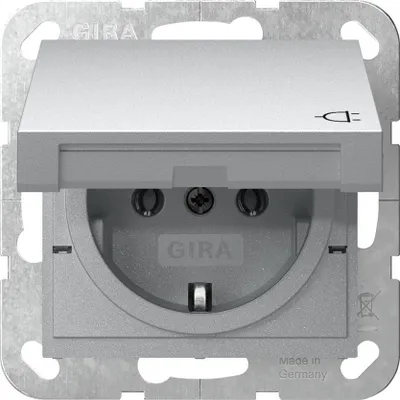 Produktbild von GIRA 445426 SCHUKO-Steckdose Klappdeckel System 55 Farbe Alu