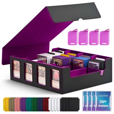 Sammelkarten-Aufbewahrungsbox, 2400+ Karten, schwarz-lila