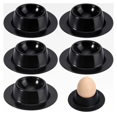 Produktbild von Eierbecher Schwarz, 6 Stück aus Silikon, Ideal für Frühstück, Camping und Picknick, Robuste Eierhalter 8.7 x 2.2 cm