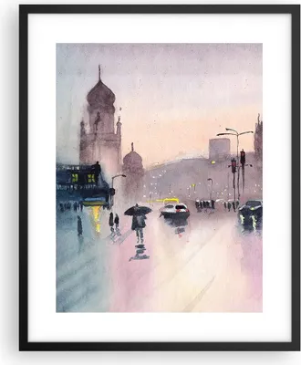 Produktbild von Gerahmtes Poster - Schwarzer Rahmen - Aquarell Stadt historische Denkmäler - 40x50 cm - Wand Bild - Wanddeko - Wandbilder - Kunstposter - Wandposter - Bilderrahmen - Bilder - P2BPA40x50-4579