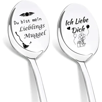 Immagine prodotto di Cucchiai da caffè con incisione "Sei il mio Muggle preferito", acciaio inossidabile, 19 cm, set da 2