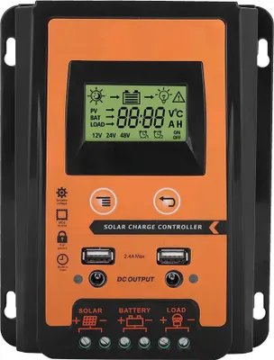 Produktbild von 12V/24V 30A PWM Solar-Laderegler mit Dual USB und LCD-Display – Automatische Spannungserkennung & Intelligente 3-Stufen-Ladung