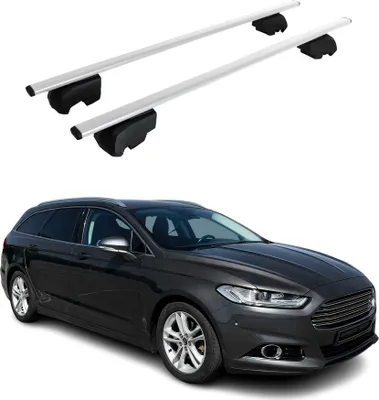 Zdjęcie produktu dla Poprzeczne relingi dachowe do Forda Mondeo Kombi 2014–2022, kolor srebrny, z homologacją ABE
