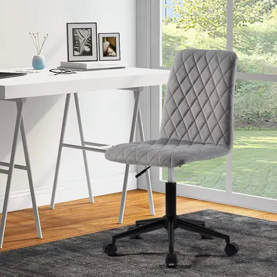 Produktbild von Samt Bürostuhl Schreibtischstuhl Hohe Rückenlehne Bürosessel Drehstuhl Computerstuhl Arbeitsstuhl Verstellbare Höhe für Wohnung und Büro, Grau