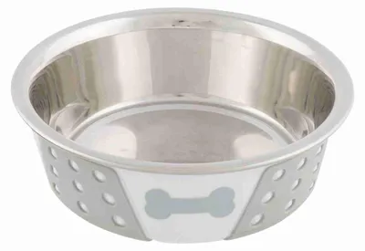 Produktbild von TRIXIE Napf, Edelstahl / Silikon, 0,4 l / Ø 14 cm, weiß / grau
