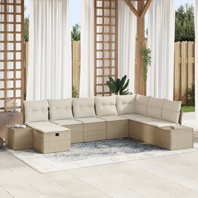 Produktbild von ZMH 8-teiliges Garten Sofa Set mit Kissen Beige Poly Rattan
