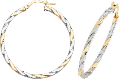 Produktbild von 9 Karat (375) Bicolor Gold Damen - Paar Creolen - 30mm; WJS15967