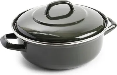 Obrázek produktu pro Dagelijkse Kost Emaille Topf Casserole - odolný proti poškrábání Olivově zelený 2-3 osoby Indukční trouba