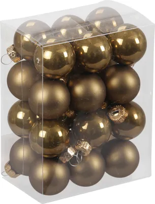 Produktbild von Kleine Baumkugeln aus Glas - Christbaumkugeln Baumschmuck Christbaumschmuck Weihnachtsbaumschmuck Weihnachtsbaumkugeln (2,5 cm, Mustard)