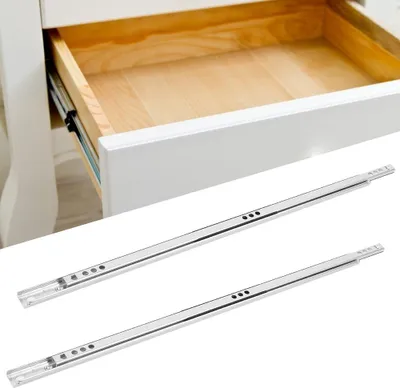 Productafbeelding van 2-delige set: koudgewalst staalplaat, kogellagerladen, railsysteem voor kast, bevestigingsmateriaal voor 400x17 mm