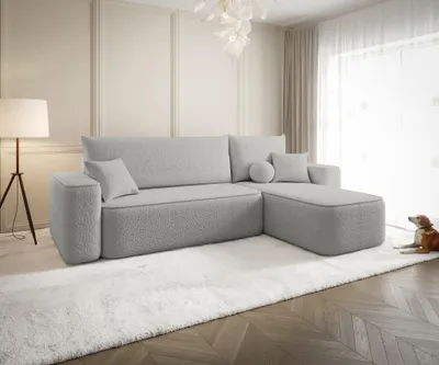 Produktbild von Ecksofa Schlafsofa Sofa AGEPO Stoff Quelle Hellgrau Ottomane Rechts