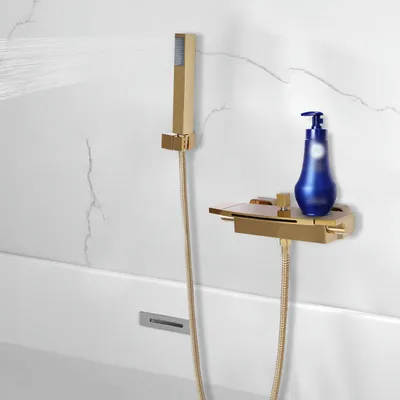 Immagine prodotto di Rubinetto per vasca - Miscelatore per vasca - Rubinetto termostatico - Miscelatore - Set di rubinetti per vasca - Finitura dorata