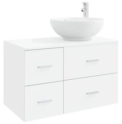 Produktbild von Badezimmermöbel-Set 2 stk. Weiß Holzwerkstoff