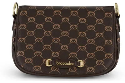 Immagine prodotto di Braccialini Monogram Borsa a tracolla compatta in pelle con stampa monogram,