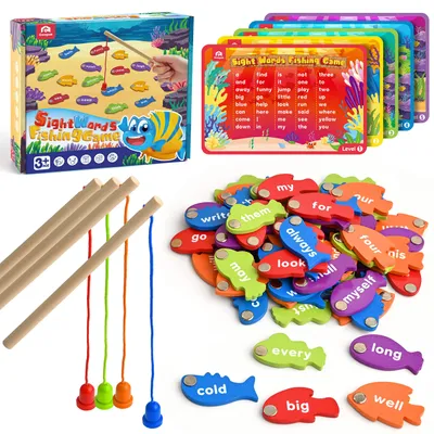 Productafbeelding van Houten magnetisch visspel met 220 sight words, educatief speelgoed
