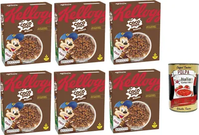 Produktbild von 6x Coco Pops Chicchi di Riso Soffiato al Cacao, Kakao -Puff -Reiskörner 330g + Italian Gourmet polpa 400g