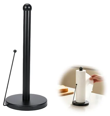 Stand-Küchenrollenhalter aus Edelstahl, schwarz, 15x33 cm