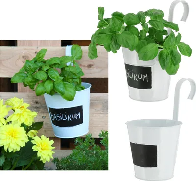 Produktbild von Blumentöpfe 4 Stück Hängetöpfe Weiß zum Beschriften 15 cm