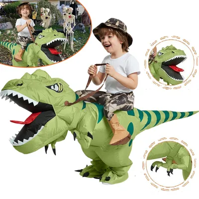 Produktbild von Aufblasbares Dinosaurier Kostüm, Aufblasbarer Dino Anzug Größe 120-151 cm, für Halloween, Karneval Party Kostüm