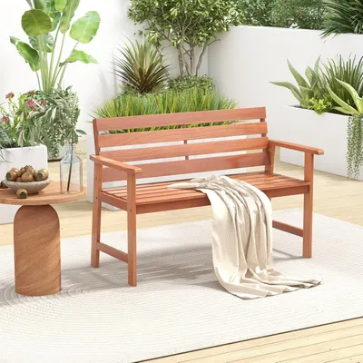 Zdjęcie produktu dla Ławka ogrodowa - Drewniana ławka - Ławka do ogrodu - Meble ogrodowe - Ławka na taras - Ergonomiczne oparcie, kąt 102°