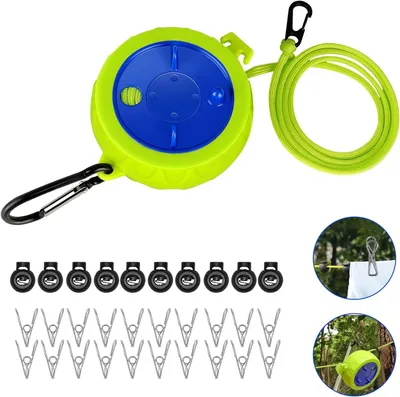 Imagen del producto de Cuerda para tender la ropa de 10 metros, retráctil y ajustable, ideal para camping y uso doméstico