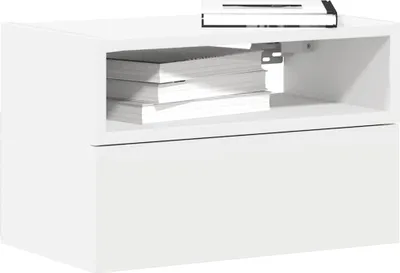 Produktbild von "2026 Promotion" Wand-Nachttische 2 Stk. - Beistelltisch - Weiß 45x26x28,5 cm - Nachtkommode CC31943