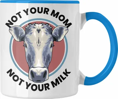 Produktbild von Trendation - Veganer Geschenk Lustige Tasse Vegetarier Geschenkidee Tasse Lustig für Geschenkset oder Geschenkbox Vagenerin Not Your Mom Not Your Milk (Blau)