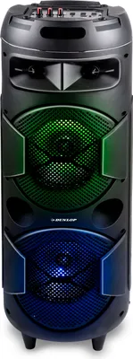 Image de Dunlop Bluetooth Haut-parleur MW-538 - 2 x 10W - avec radio FM et entrée AUX/MIC - entrée pour carte TF et (micro)USB - éclairage LED - Noir