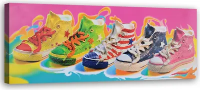 Image de Toile imprimée baskets colorées 120x40 cm Feeby couleur tableau mural prêt à accrocher