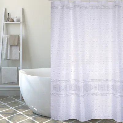 Produktbild von MSV Premium Anti-Schimmel Textil Duschvorhang - Anti-Bakteriell, waschbar, 100% wasserdicht - Polyester, „Toralla Grau“ 180x200cm –  Spain