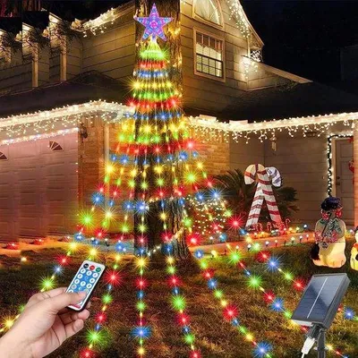 Image de Guirlande lumineuse décorative pour sapin de Noël, 20 m, 9 fils, étanche, avec 198 LED et 8 modes d'éclairage