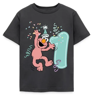Produktbild von Spreadshirt Sesamstraße Geburtstagdesign Mit Elmo Ein Jahr Kinder T-Shirt, 98/104 (3-4 Jahre), Dunkelgrau